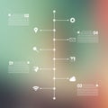 Timeline infographic with unfocused background and icons set for business design, vector