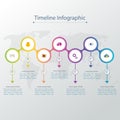 Timeline infographics design template with 3D paper label, integrated circles background. Blank space for content Royalty Free Stock Photo