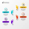 Timeline infographics design template with foots. Vector