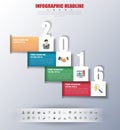 2016 timeline infographics with icons set.