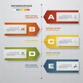 Timeline infographics, 5 steps elements and icons. Design clean number banners template. Royalty Free Stock Photo