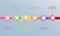 Timeline infographics template with arrows, flowchart, workflow Royalty Free Stock Photo