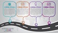 Timeline Infographics template 4 options design with a road way and navigational pointers place for your data.Vector illustration. Royalty Free Stock Photo