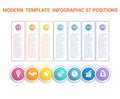 Timeline modern template infographic for business 7 steps, processes, options, parts. Royalty Free Stock Photo