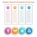 Timeline modern template infographic for business 4 steps, processes, options, parts. Royalty Free Stock Photo