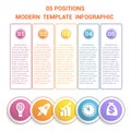 Timeline modern template infographic for business 5 steps, processes, options, parts. Royalty Free Stock Photo