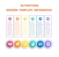 Timeline modern template infographic for business 6 steps, processes, options, parts. Royalty Free Stock Photo
