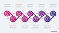 Timeline vector infographic design with ellipses 9 steps Royalty Free Stock Photo