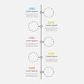 Timeline vertical Infographic with empty dash line circles and text. Template. Flat design.