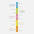 Timeline vertical ribbon Infographic with empty dash line circles and text. Template. Flat design.