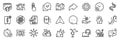 Timeline, Whisper and Building energy line icons pack. For web app. App line icons. Vector