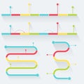 Timelines Made of Blocks and Milestones. Infographics Elements. Flat Style