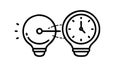 Timely Ideas: Two Lightbulbs as Clocks for Time Zone Concepts, vector design Generative AI Royalty Free Stock Photo