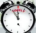 Timely soon, almost there, in short time - a clock symbolizes a reminder that Timely is near, will happen and finish quickly in a Royalty Free Stock Photo
