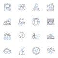 Timeout line icons collection. Break, Pause, Halt, Rest, Intermission, Breather, Suspension vector and linear