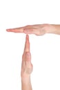 Timeout Signal hand isolated on a white background. Pause or break time hand gesture