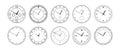 Timepiece faces set, clock or watch panels Royalty Free Stock Photo