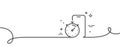 Timer app line icon. Stopwatch time sign. Continuous line with curl. Vector Royalty Free Stock Photo