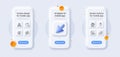 Timer, Calendar tax and Swipe up line icons pack. For web app. 3d phone mockups. Vector