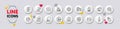 Timer, Chemistry lab and Champagne line icons. For web app, printing. White buttons 3d icons. Vector