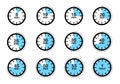 Timer, clock, countdown timer icons set. Label cooking time. Alarm clock vector symbols. Royalty Free Stock Photo