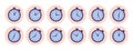 Timer Clock Icons Set From 5 Minutes To 60 Minutes, Countdown Timer Icons Vector For Presentation And Website, Timekeeper, Royalty Free Stock Photo