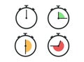 Timer, clock, stopwatch isolated set icons. Label cooking time. Vector illustration. EPS 10. Deadline timer concept
