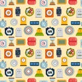 Timer clocks vector seamless pattern Royalty Free Stock Photo