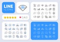 Timer, Graph chart and Laptop password line icons for web app. Pictogram icon. App line icons. Vector