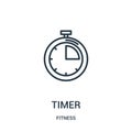 timer icon vector from fitness collection. Thin line timer outline icon vector illustration. Linear symbol for use on web and