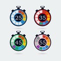 Timer icons with color gradation. Vector illustration Royalty Free Stock Photo