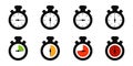 Timer Icons Set - Colorful Different Vector Illustrations - Isolated On White Background