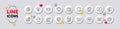 Timer, Info app and Diesel station line icons. For web app, printing. White buttons 3d icons. Vector