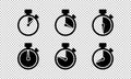 Timer isolated icon set on transparent background. Countdown timers. Stopwatch symbol. Time management. Time clock sign. Watch