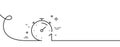 Timer 1 minute line icon. Stopwatch time sign. Continuous line with curl. Vector Royalty Free Stock Photo