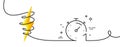 Timer 1 minute line icon. Stopwatch time sign. Continuous line with curl. Vector Royalty Free Stock Photo
