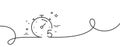 Timer 5 minutes line icon. Stopwatch time sign. Continuous line with curl. Vector Royalty Free Stock Photo
