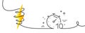 Timer 10 minutes line icon. Stopwatch time sign. Continuous line with curl. Vector Royalty Free Stock Photo
