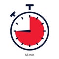 Timer 45 minutes symbol color line style Royalty Free Stock Photo