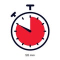 Timer 50 minutes symbol color line style Royalty Free Stock Photo