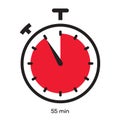 Timer 55 minutes symbol color line style Royalty Free Stock Photo