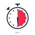 Timer 30 minutes symbol color style Royalty Free Stock Photo