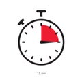 Timer 15 minutes symbol color style Royalty Free Stock Photo