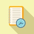 Timer notebook icon flat . Work project