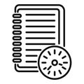 Timer notebook icon outline . Work project