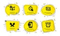 Timer, Online access and Messenger mail icons set. Smile, Intersection arrows and Alarm clock signs. Vector