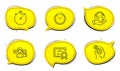 Timer, People talking and Time icons set. Thoughts sign. Deadline management, Contact service, Clock. Vector