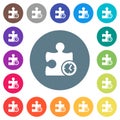Timer plugin flat white icons on round color backgrounds