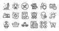Timer, Problem skin and Cashback card line icons set. Vector