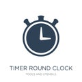 timer round clock icon in trendy design style. timer round clock icon isolated on white background. timer round clock vector icon Royalty Free Stock Photo